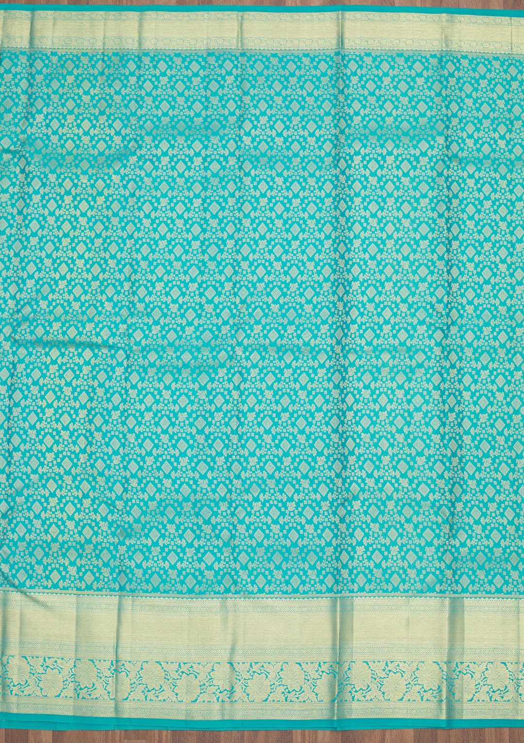 Turquoise Blue Zariwork Pure Silk Saree-Koskii