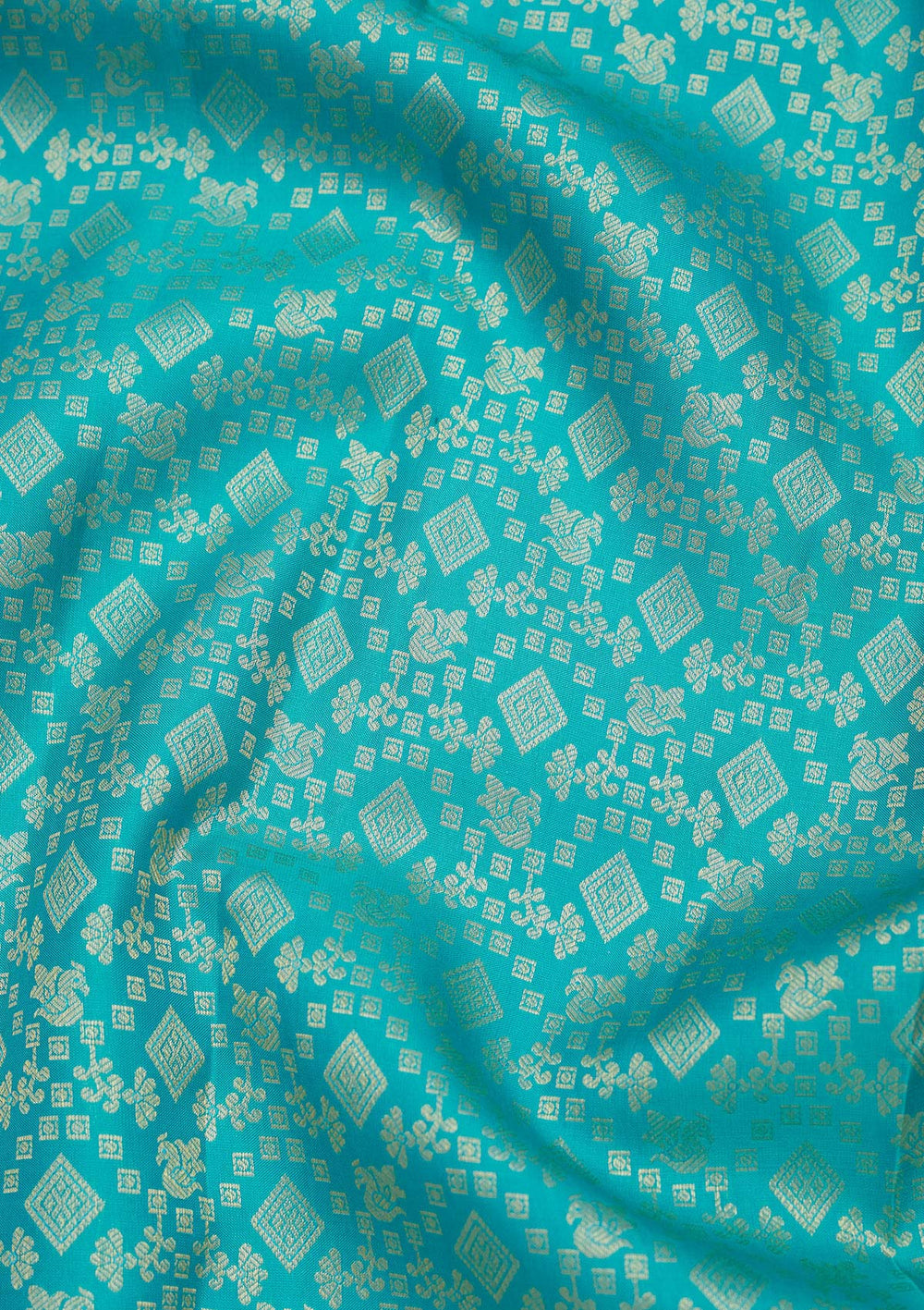 Turquoise Blue Zariwork Pure Silk Saree-Koskii