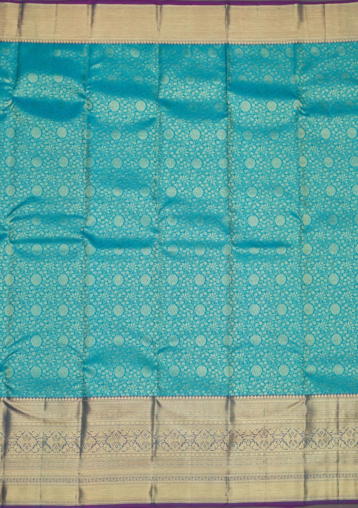 Turquoise Blue Zariwork Pure Silk Saree-Koskii