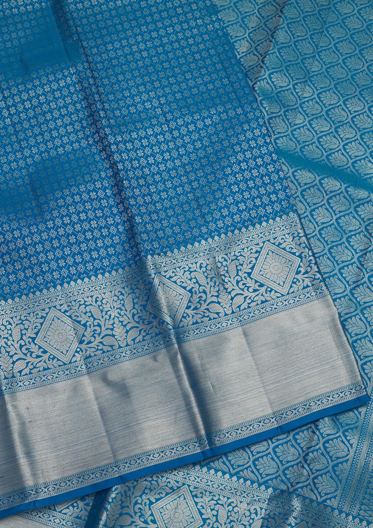 Turquoise Blue Zariwork Pure Silk Saree-Koskii