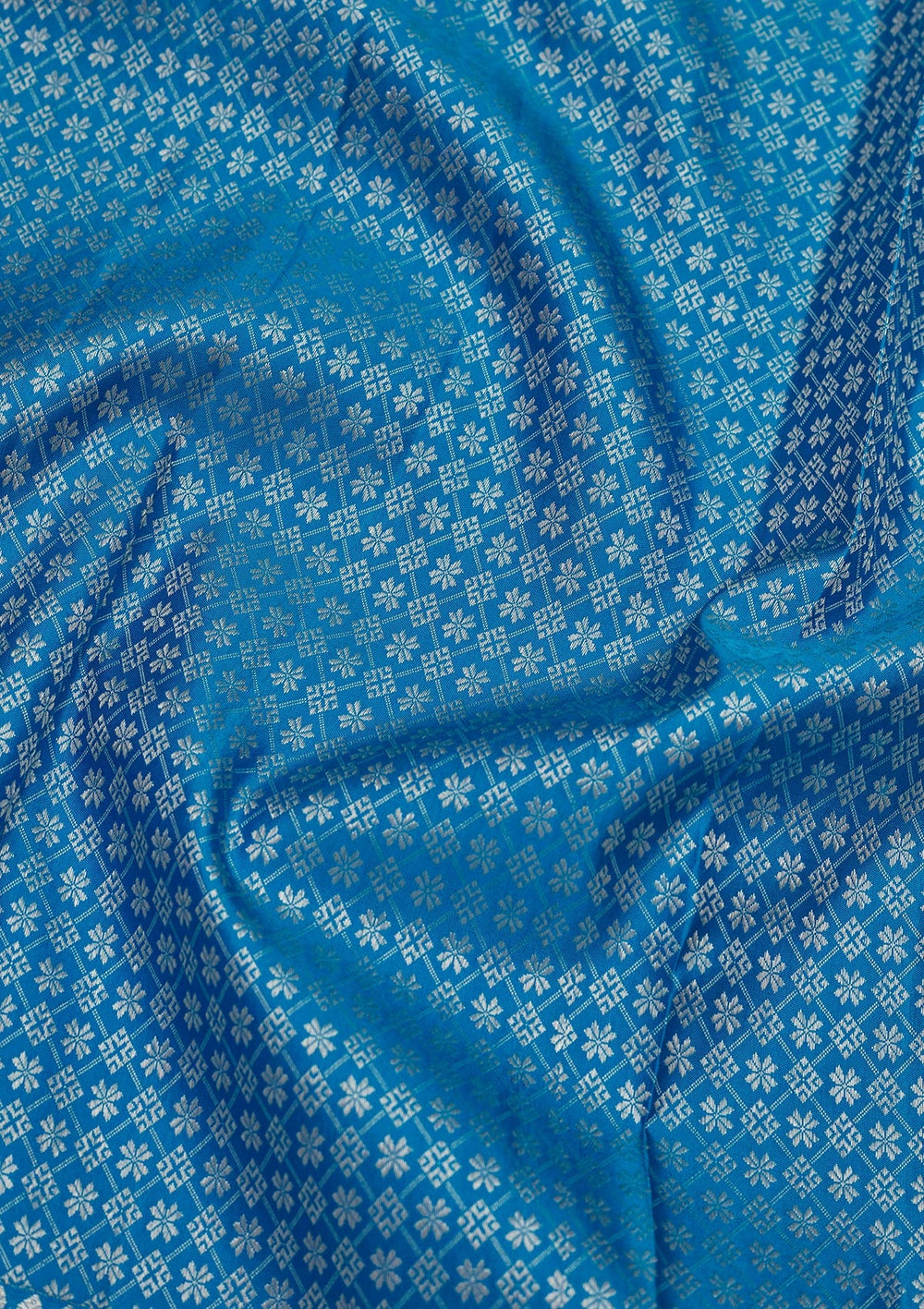 Turquoise Blue Zariwork Pure Silk Saree-Koskii