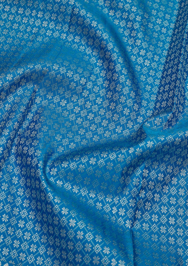 Turquoise Blue Zariwork Pure Silk Saree-Koskii