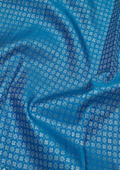 Turquoise Blue Zariwork Pure Silk Saree-Koskii