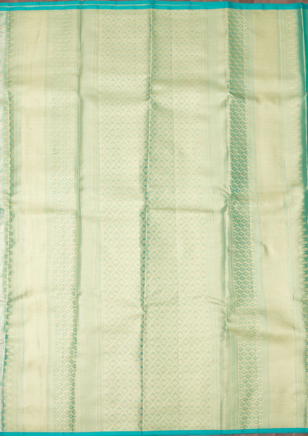 Turquoise Blue Zariwork Pure Silk Saree-Koskii