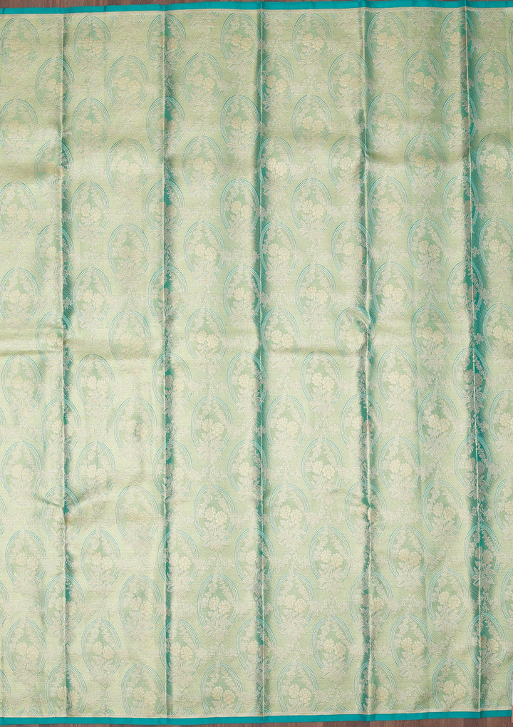 Turquoise Blue Zariwork Pure Silk Saree-Koskii