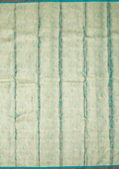 Turquoise Blue Zariwork Pure Silk Saree-Koskii