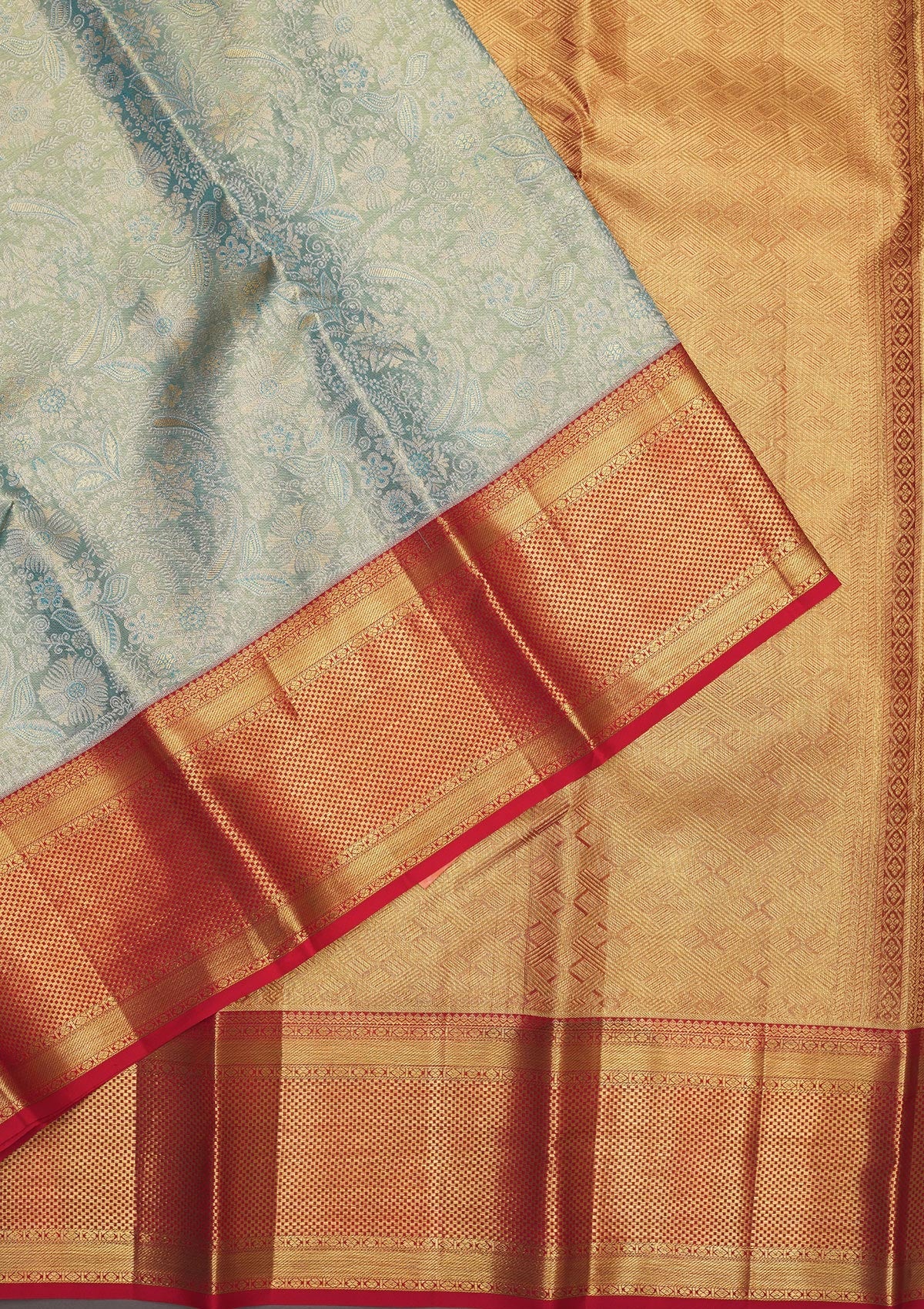 Turquoise Blue Zariwork Pure Silk Saree-Koskii