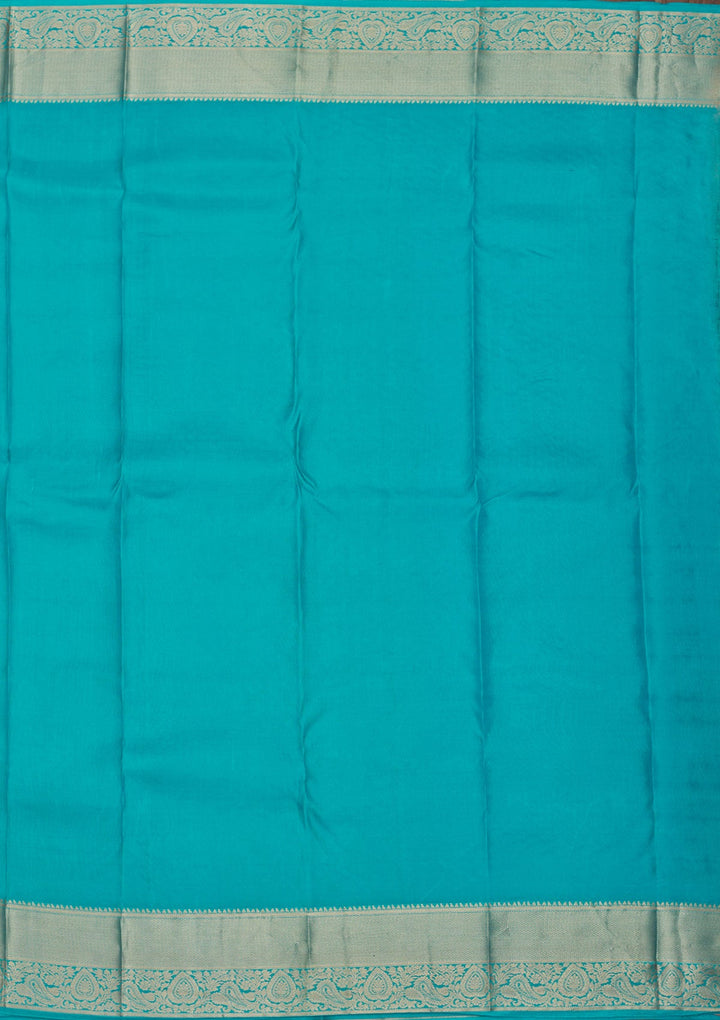 Turquoise Blue Zariwork Pure Silk Saree-Koskii