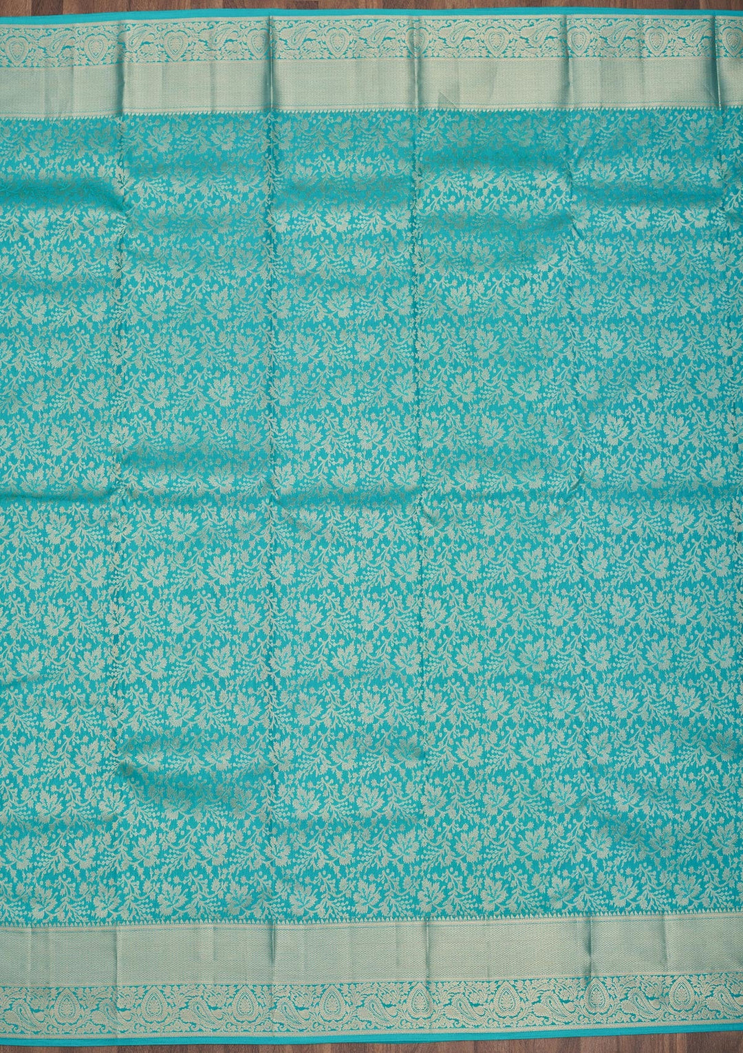 Turquoise Blue Zariwork Pure Silk Saree-Koskii