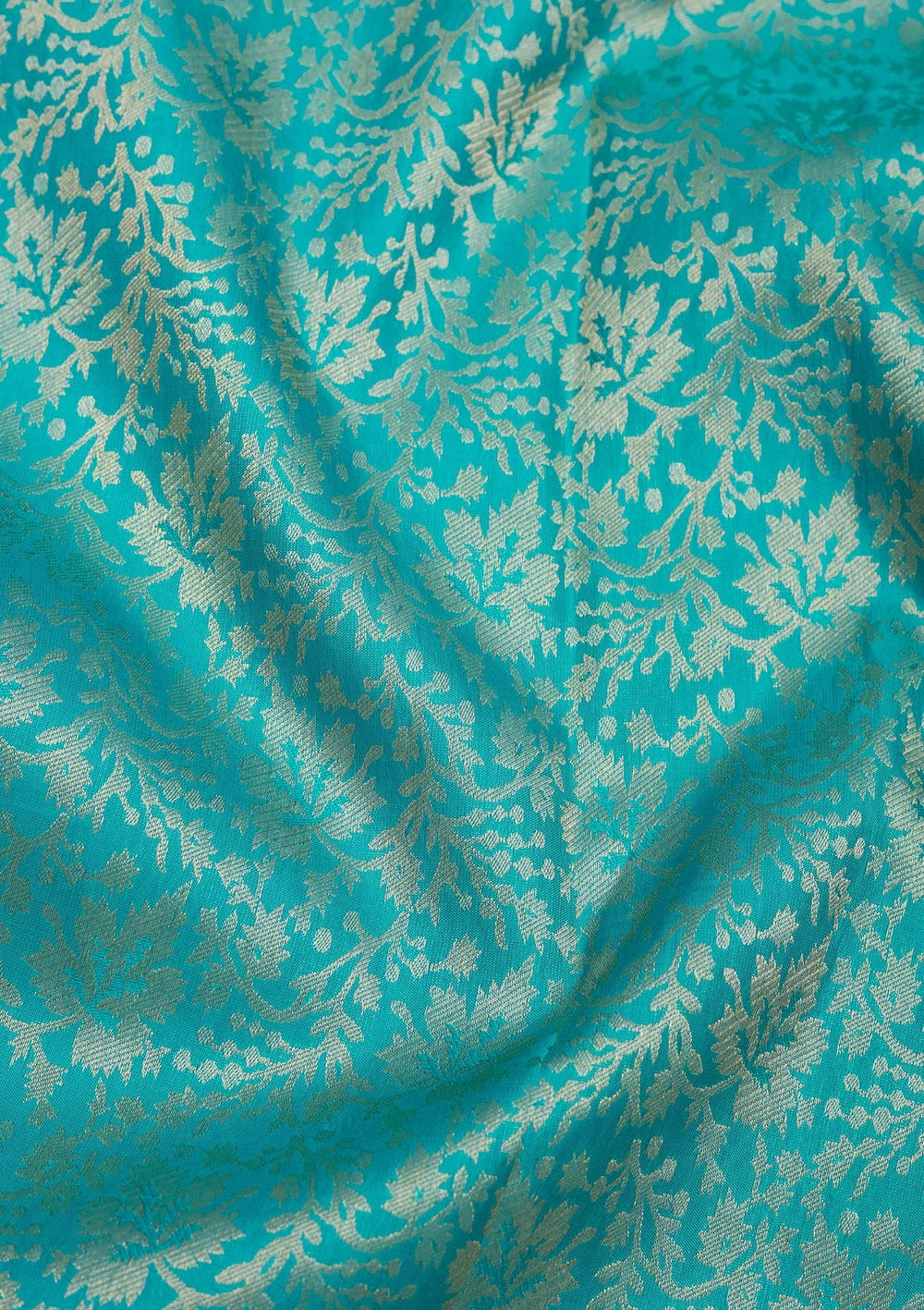 Turquoise Blue Zariwork Pure Silk Saree-Koskii