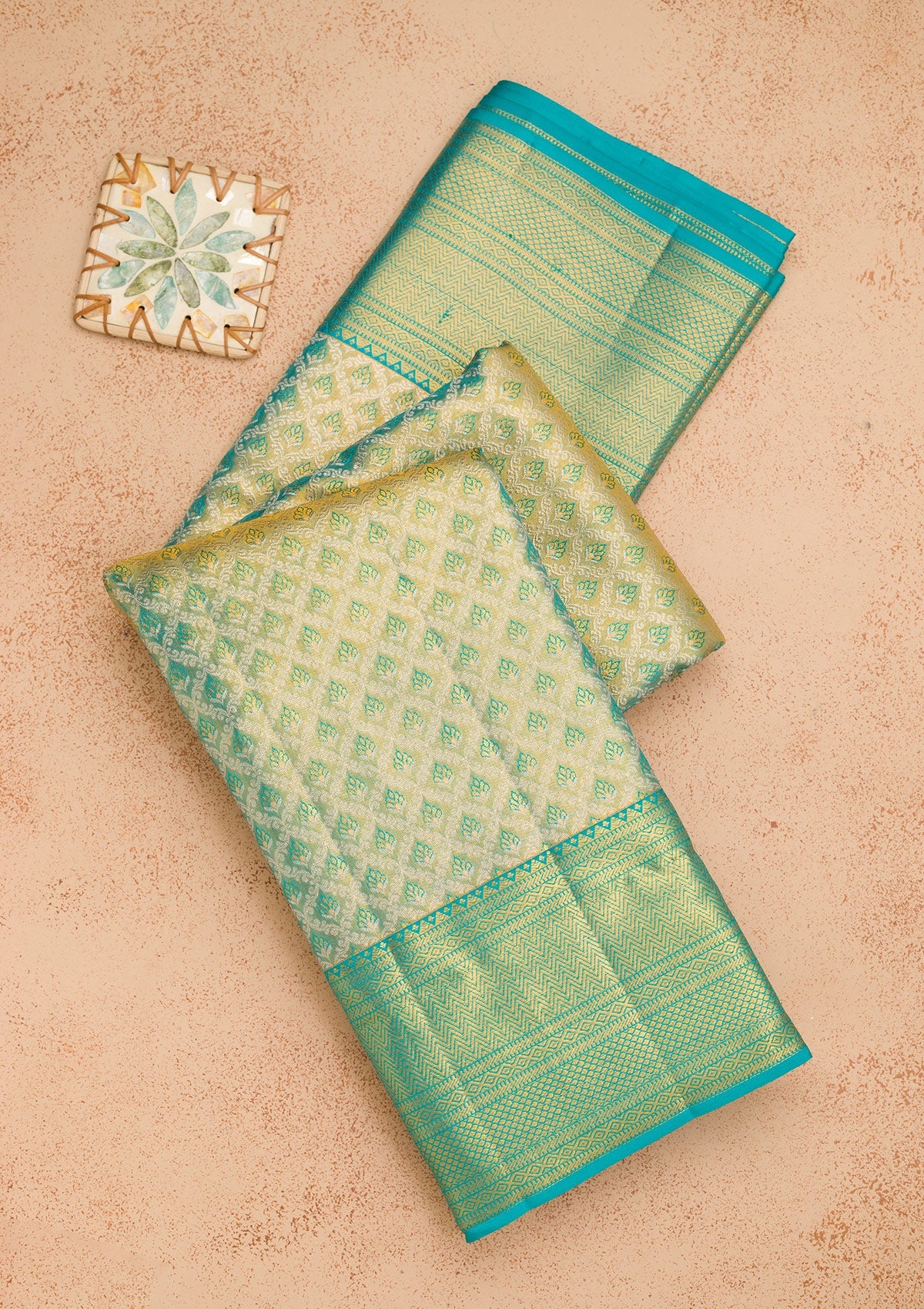 Turquoise Blue Zariwork Pure Silk Saree-Koskii
