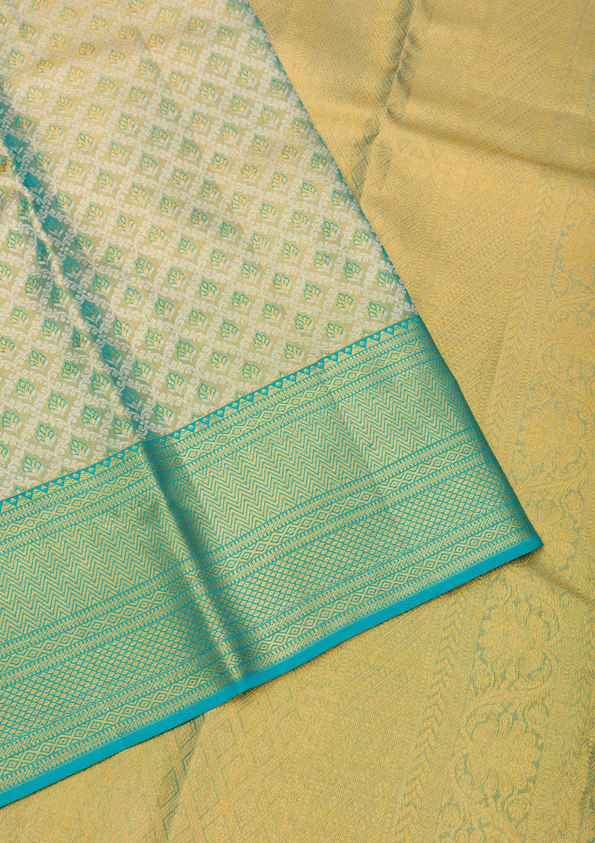 Turquoise Blue Zariwork Pure Silk Saree-Koskii