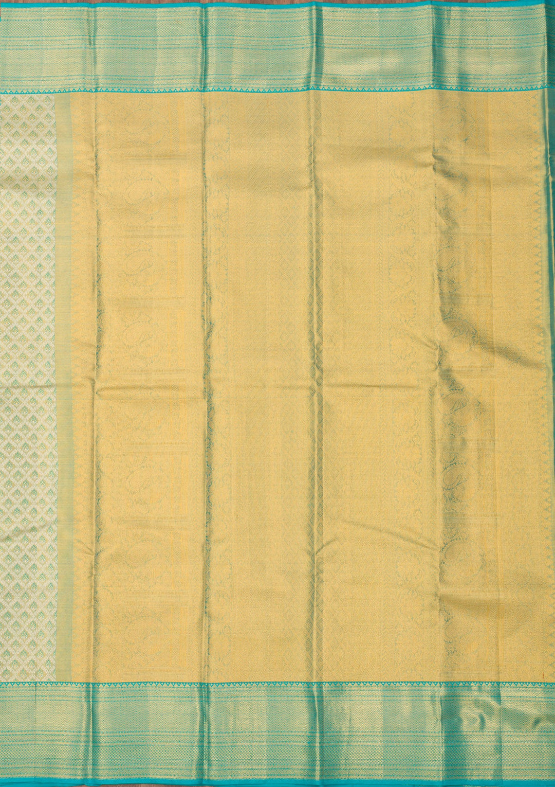 Turquoise Blue Zariwork Pure Silk Saree-Koskii