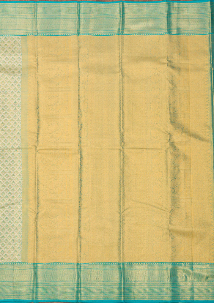 Turquoise Blue Zariwork Pure Silk Saree-Koskii