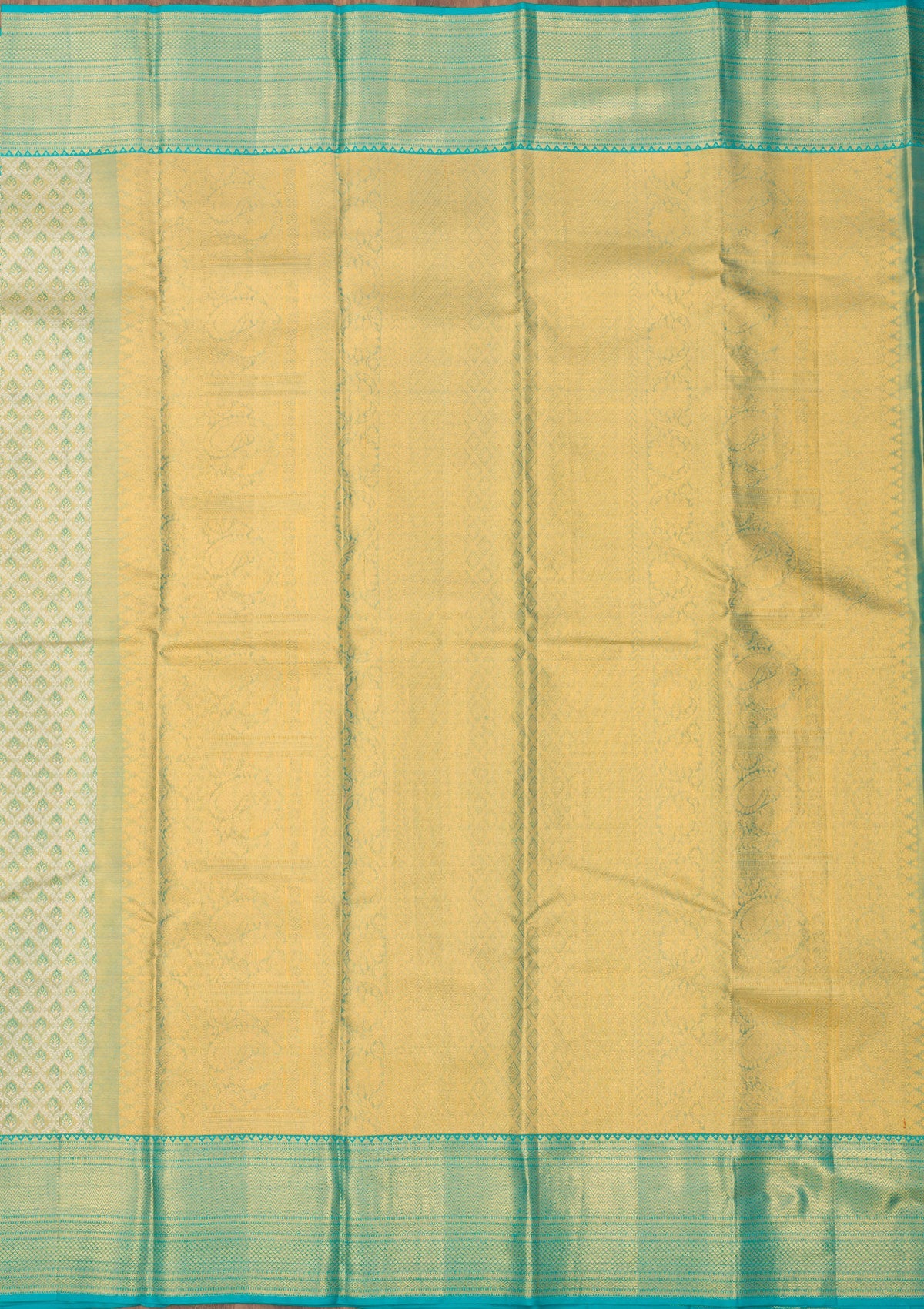 Turquoise Blue Zariwork Pure Silk Saree-Koskii