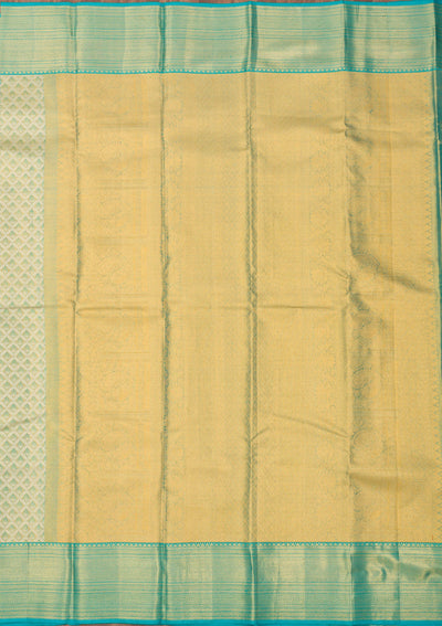 Turquoise Blue Zariwork Pure Silk Saree-Koskii