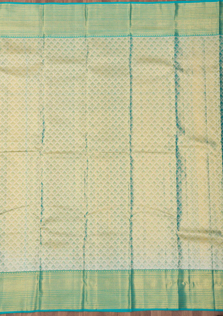 Turquoise Blue Zariwork Pure Silk Saree-Koskii