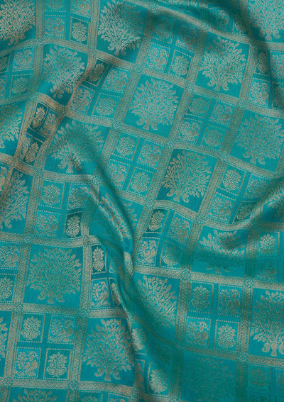 Turquoise Blue Zariwork Pure Silk Saree