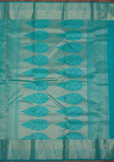 Turquoise Blue Zariwork Pure Silk Saree