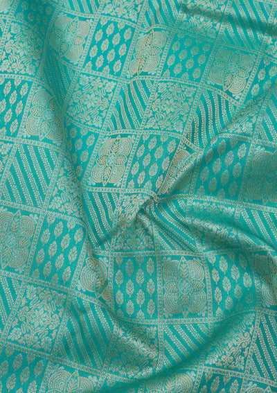 Turquoise Blue Zariwork Pure Silk Saree