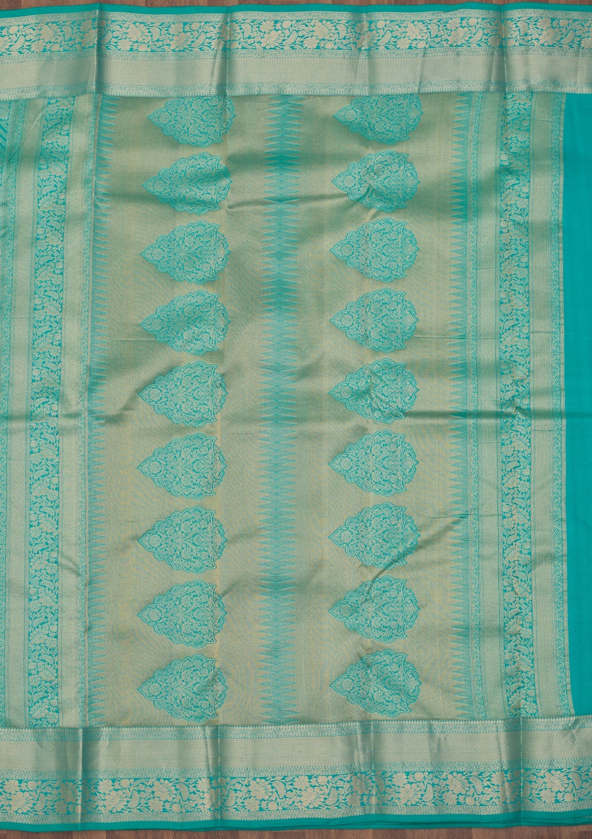 Turquoise Blue Zariwork Pure Silk Saree