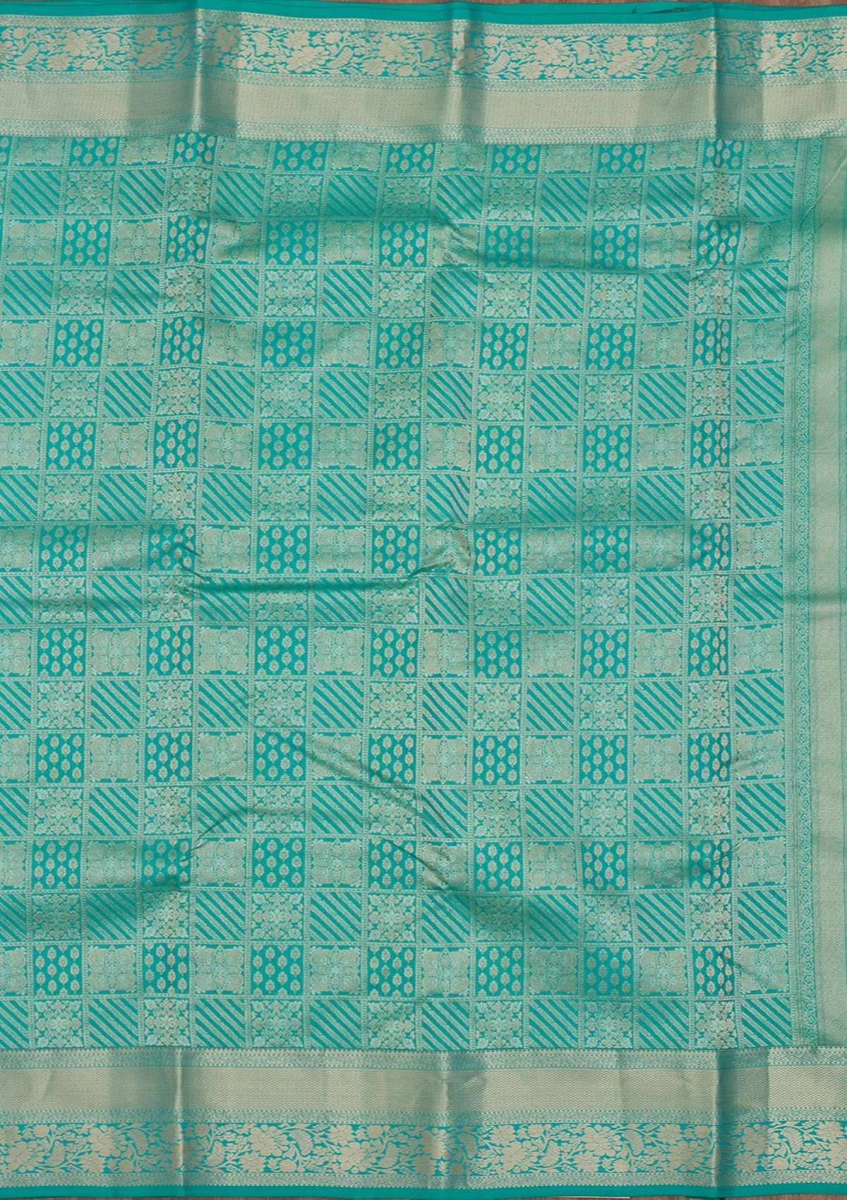 Turquoise Blue Zariwork Pure Silk Saree