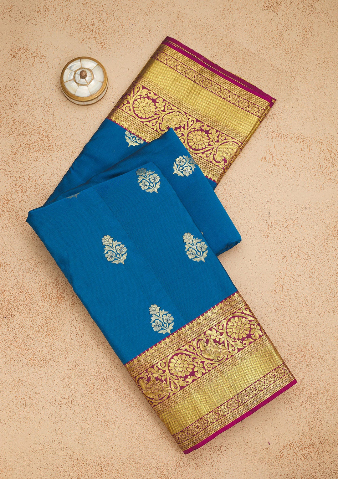 Turquoise Blue Zariwork Pure Silk Saree-Koskii