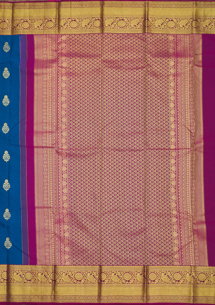 Turquoise Blue Zariwork Pure Silk Saree