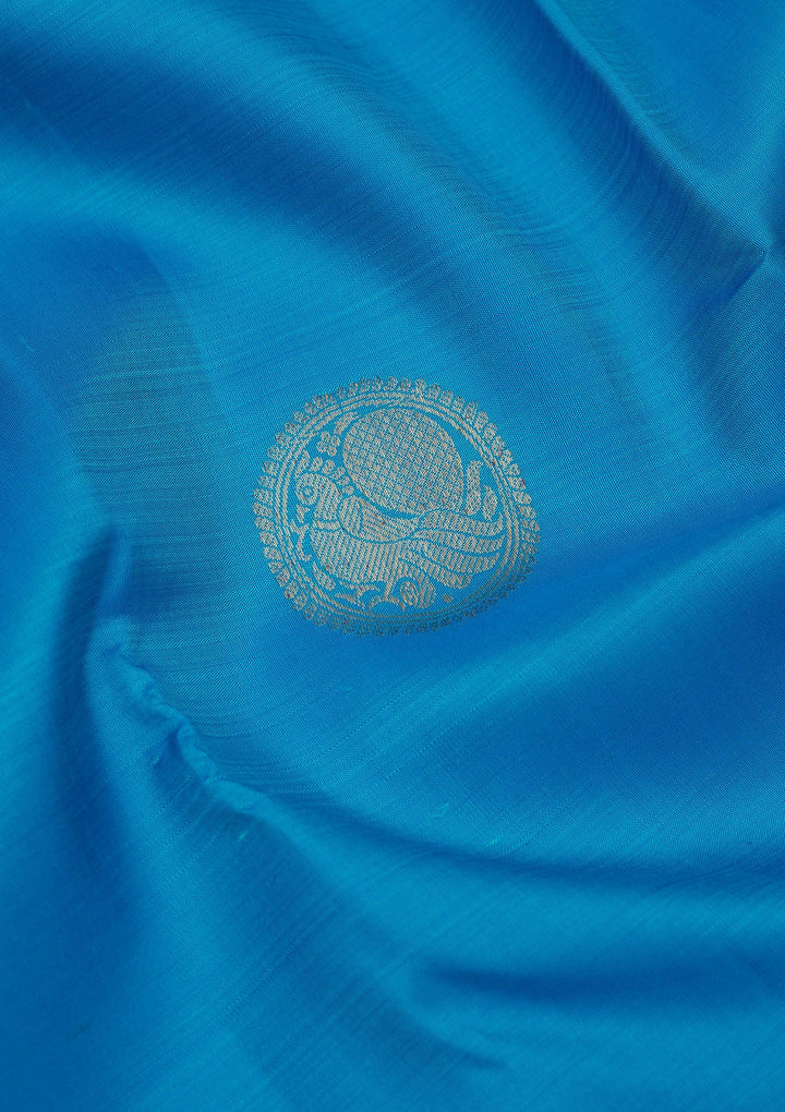 Turquoise Blue Zariwork Pure Silk Saree