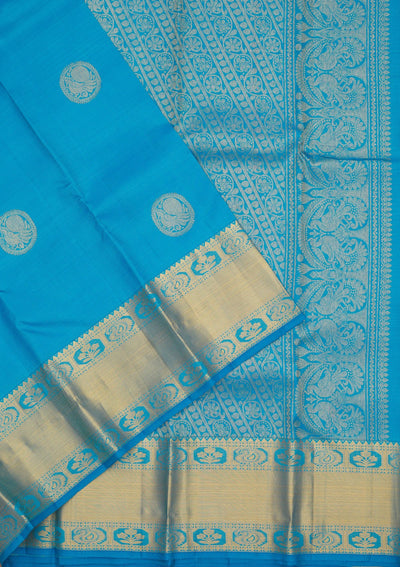 Turquoise Blue Zariwork Pure Silk Saree