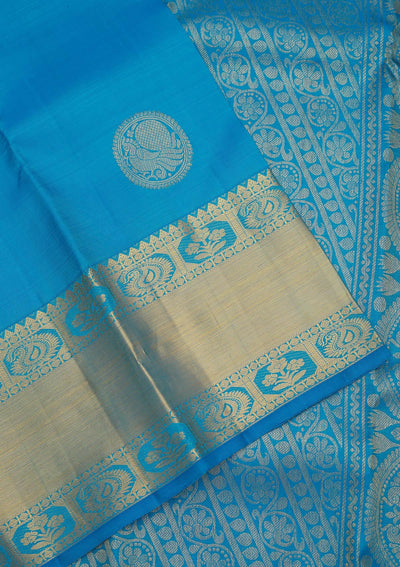 Turquoise Blue Zariwork Pure Silk Saree