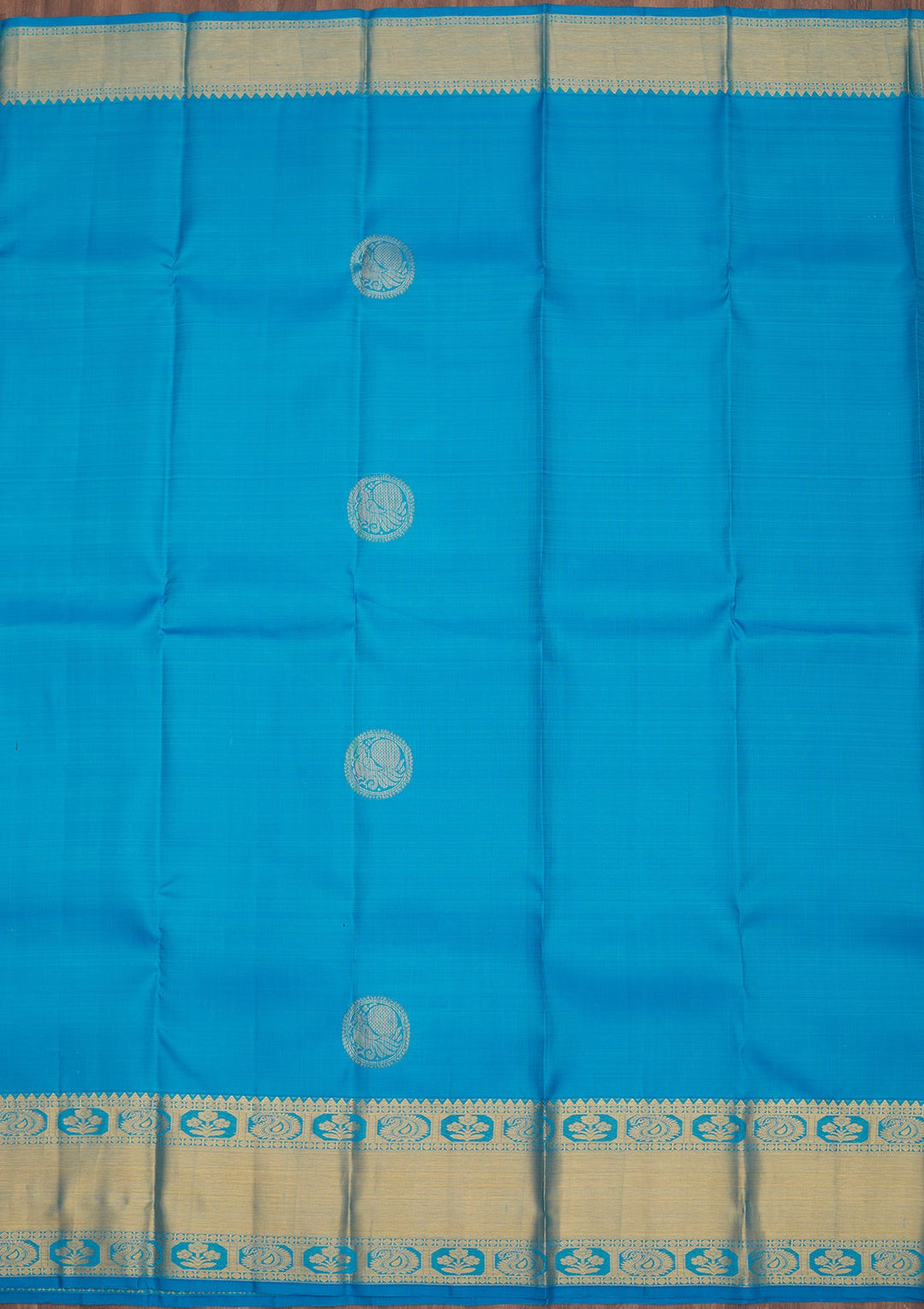 Turquoise Blue Zariwork Pure Silk Saree