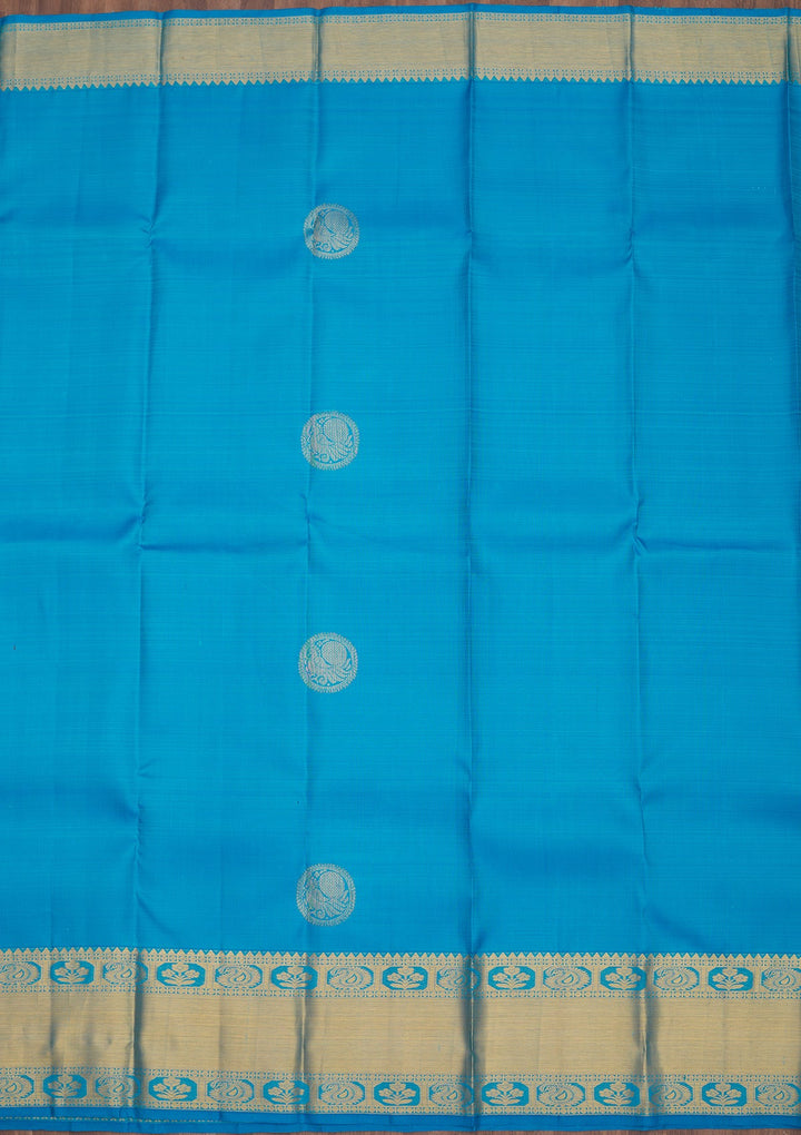 Turquoise Blue Zariwork Pure Silk Saree