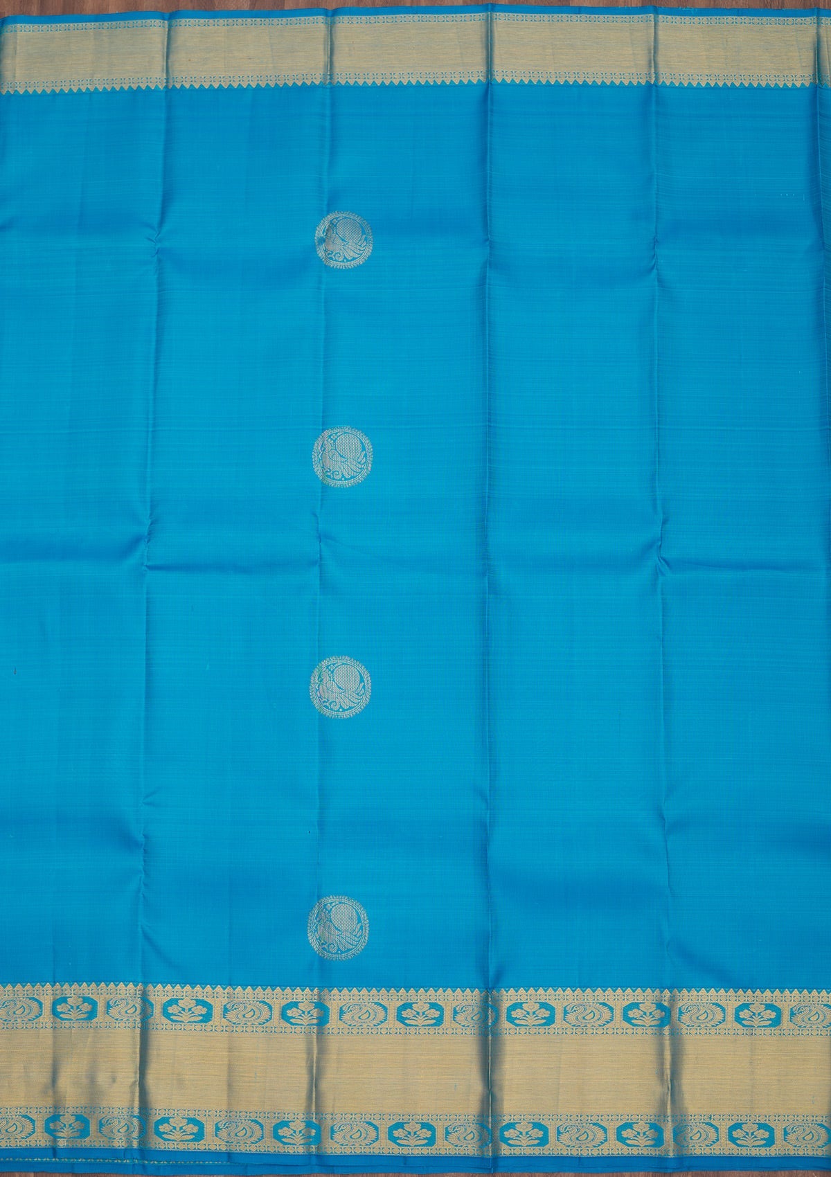 Turquoise Blue Zariwork Pure Silk Saree