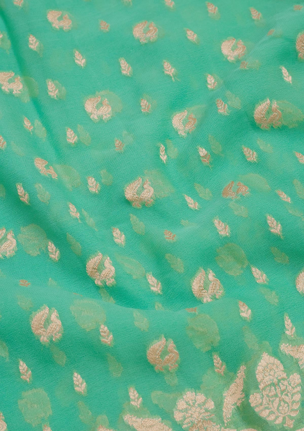 Turquoise Blue Zariwork Pure Silk Saree-Koskii