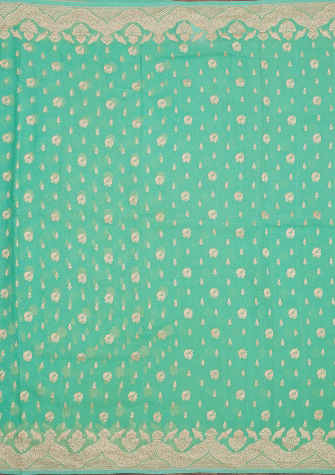 Turquoise Blue Zariwork Pure Silk Saree-Koskii