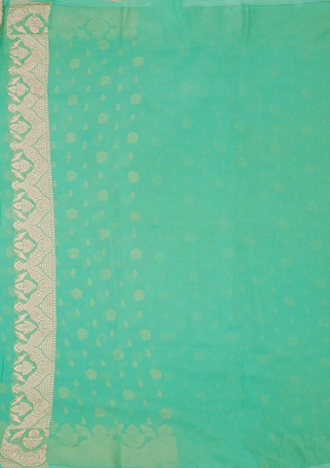Turquoise Blue Zariwork Pure Silk Saree-Koskii