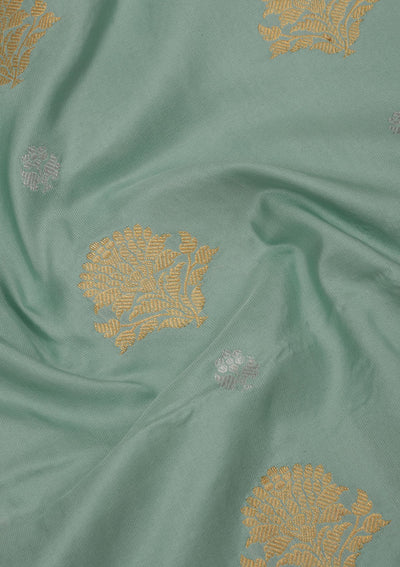 Turquoise Blue Zariwork Pure Silk Saree-Koskii