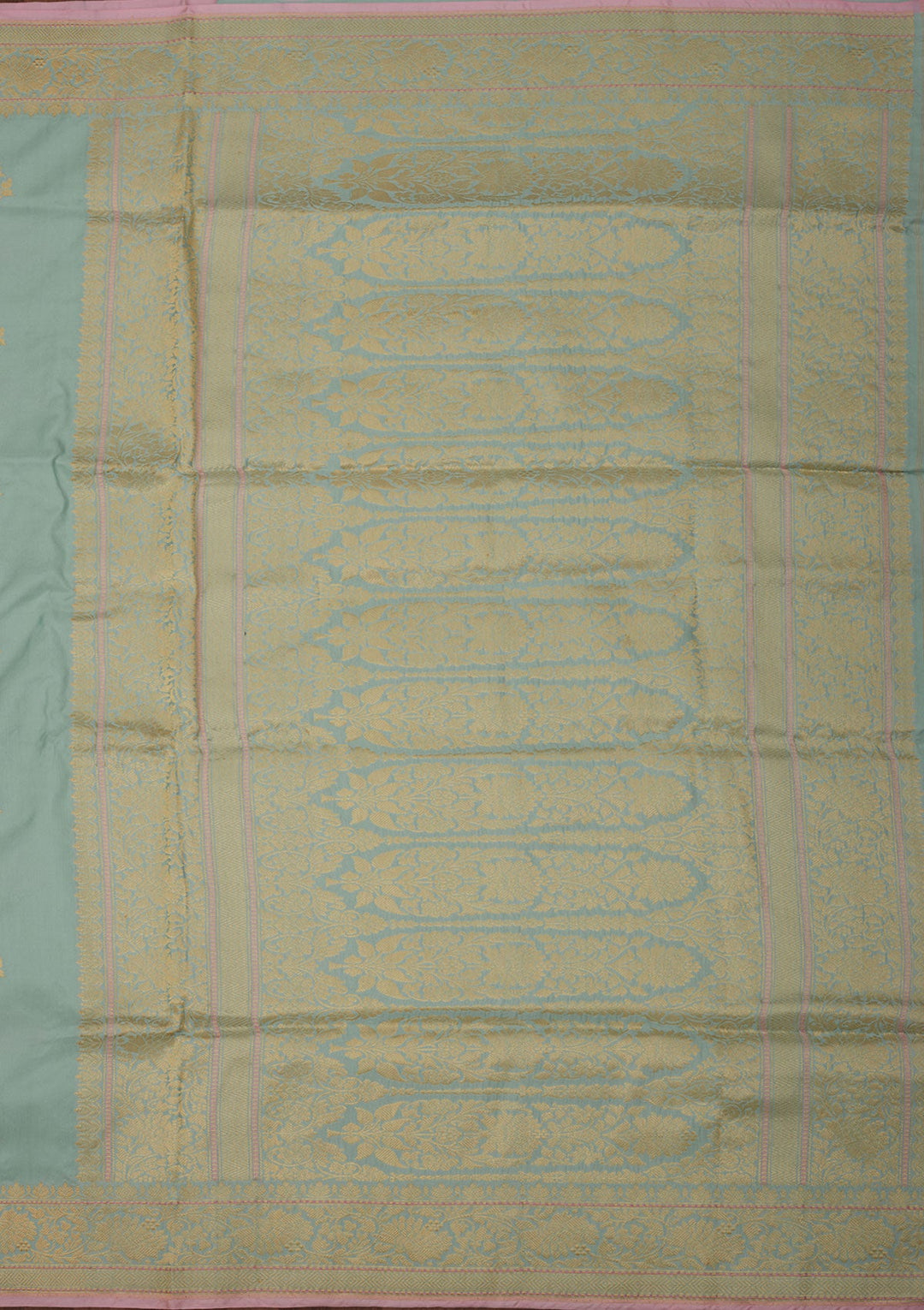 Turquoise Blue Zariwork Pure Silk Saree-Koskii