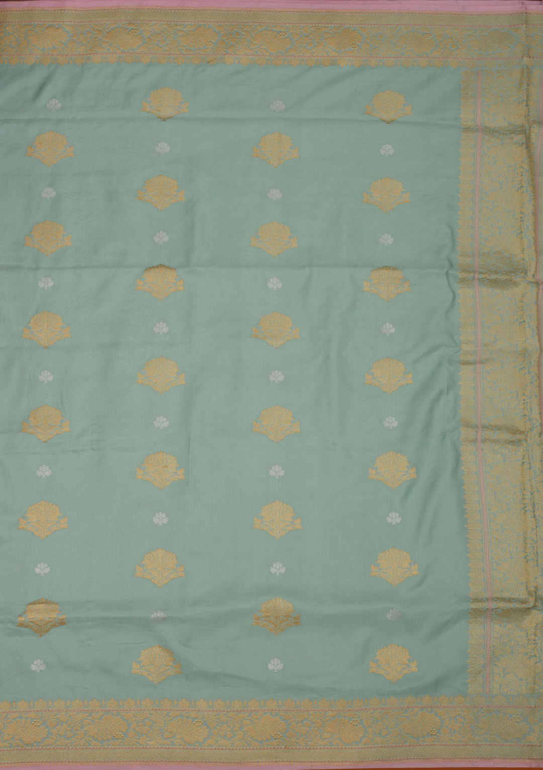 Turquoise Blue Zariwork Pure Silk Saree-Koskii