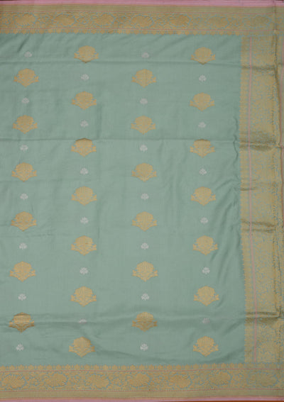 Turquoise Blue Zariwork Pure Silk Saree-Koskii