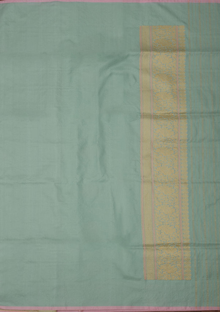 Turquoise Blue Zariwork Pure Silk Saree-Koskii
