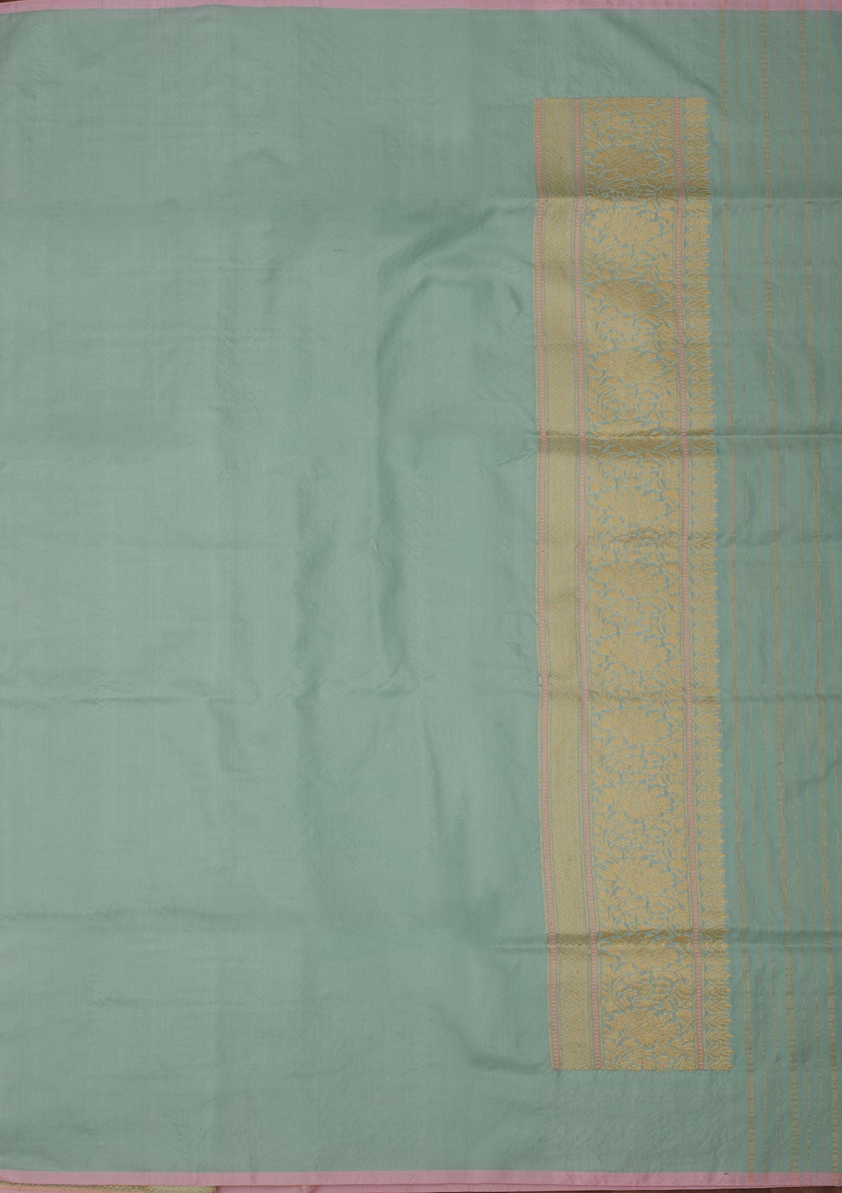 Turquoise Blue Zariwork Pure Silk Saree-Koskii