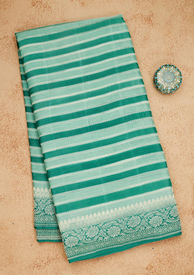 Turquoise Blue Zariwork Pure Silk Saree-Koskii