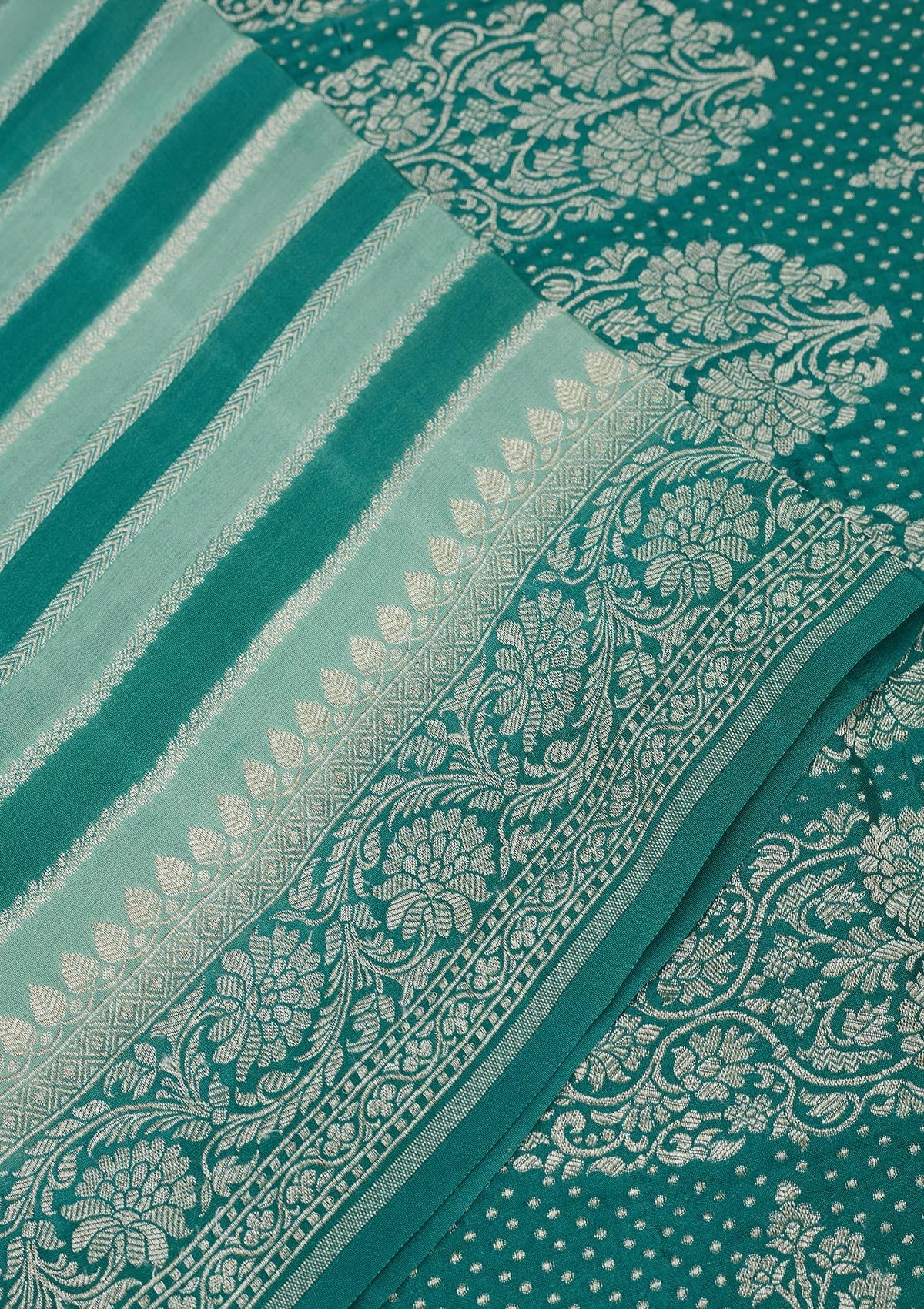 Turquoise Blue Zariwork Pure Silk Saree-Koskii