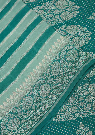 Turquoise Blue Zariwork Pure Silk Saree-Koskii