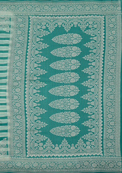 Turquoise Blue Zariwork Pure Silk Saree-Koskii