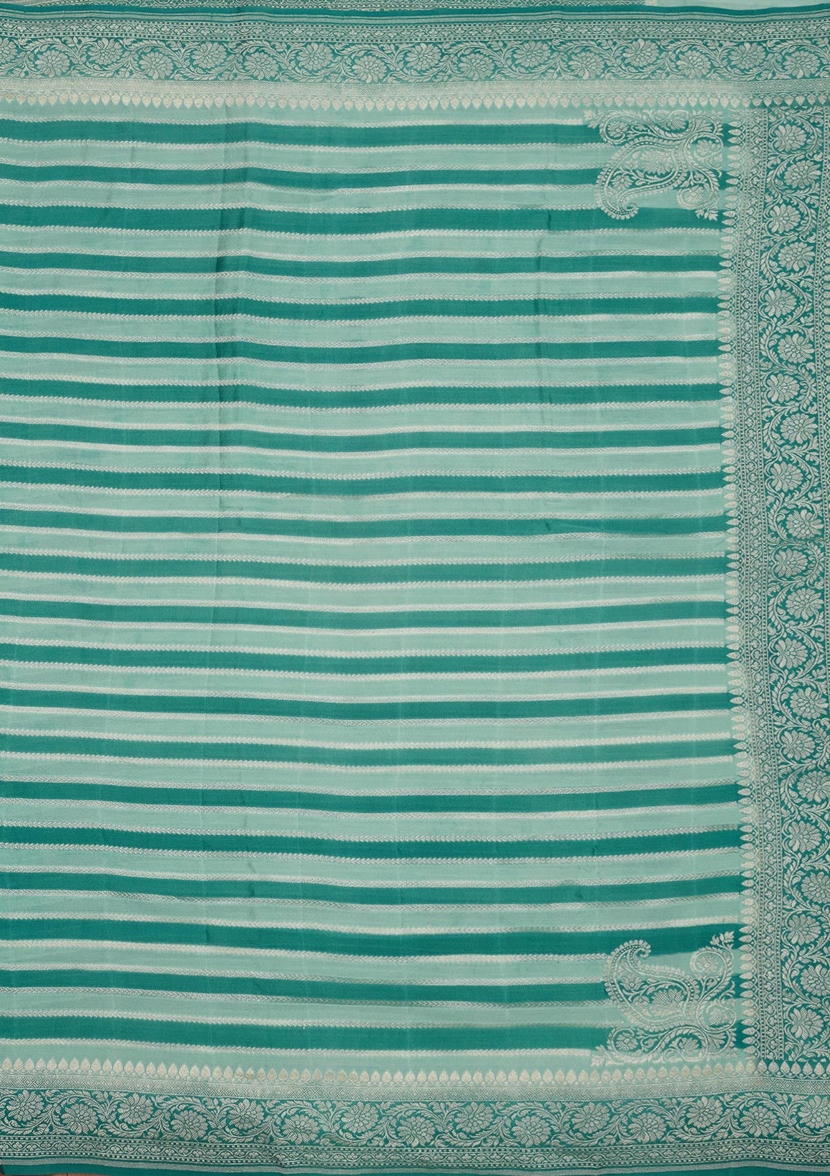 Turquoise Blue Zariwork Pure Silk Saree-Koskii