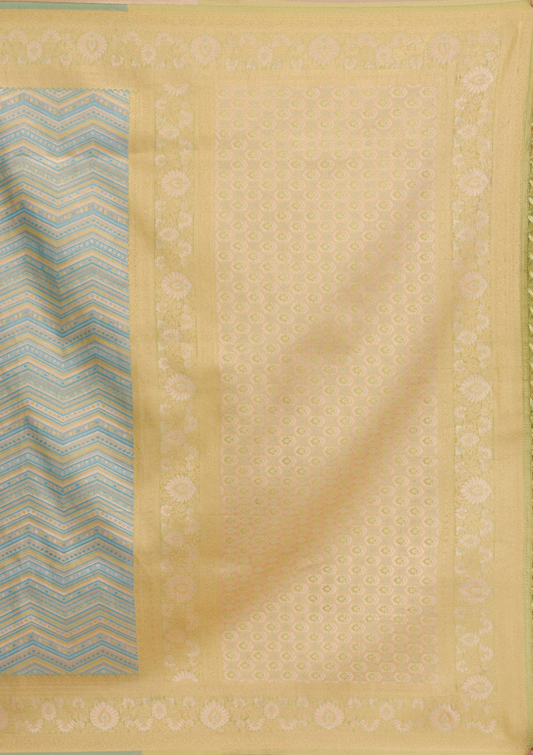 Turquoise Blue Zariwork Silk Saree-Koskii