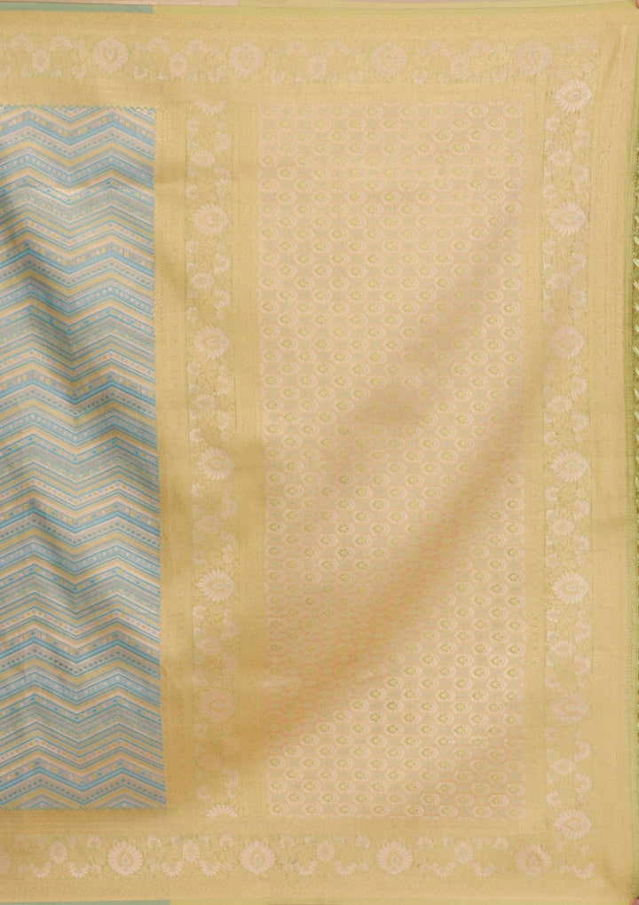 Turquoise Blue Zariwork Silk Saree-Koskii